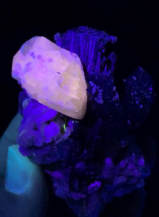 Fluorescent Apatite Combine Schorl Black Tourmaline on Matrix from Pakistan - 152 gram