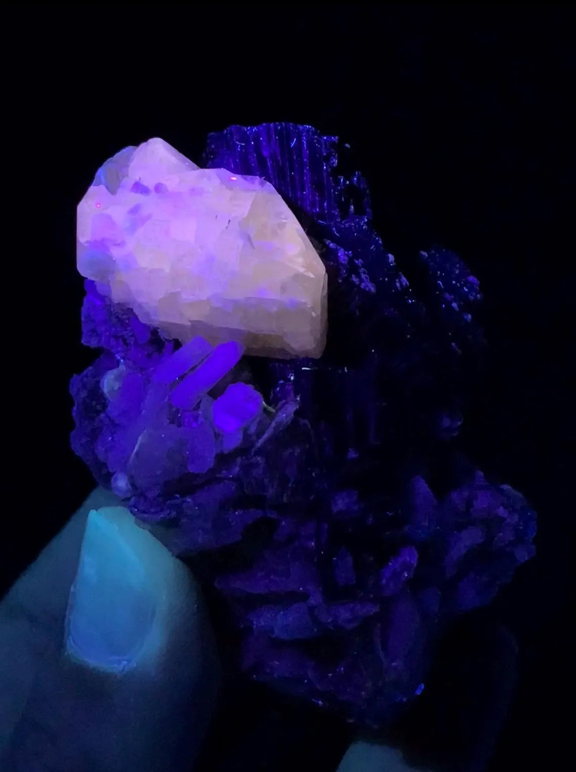 Fluorescent Apatite Combine Schorl Black Tourmaline on Matrix from Pakistan - 152 gram