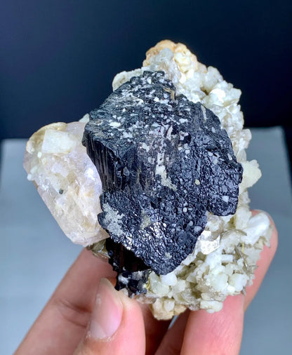 Fluorescent Apatite Combine Schorl Black Tourmaline on Matrix from Pakistan - 152 gram