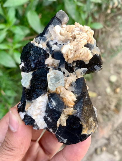 Aquamarine on Smoky Quartz and Albite from Skardu Pakistan - 123 gram
