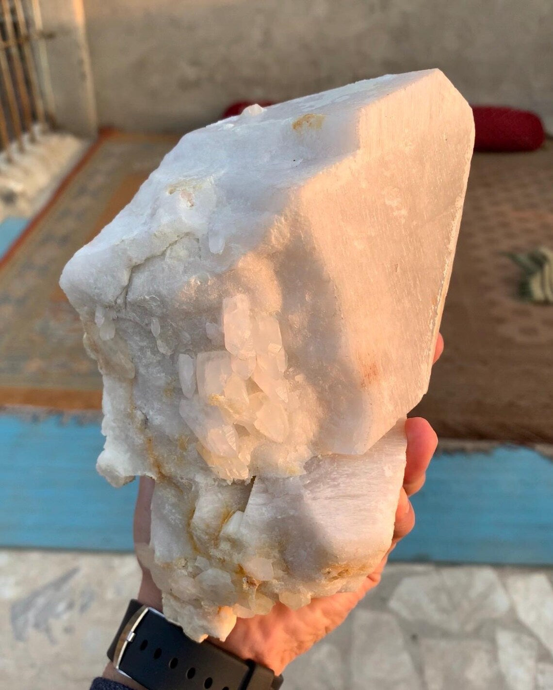 Huge Size Twinned Microcline Feldspar combine Fluorescent Apatite and Quartz Specimen from Pakistan - 2.3 kg