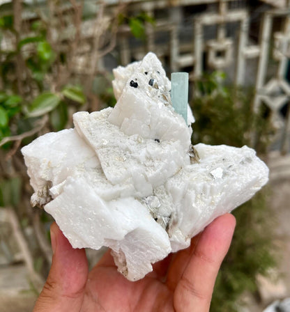 Aquamarine Combine Schorl Tourmaline on Feldspar from Shigar valley Pakistan - 820 gram