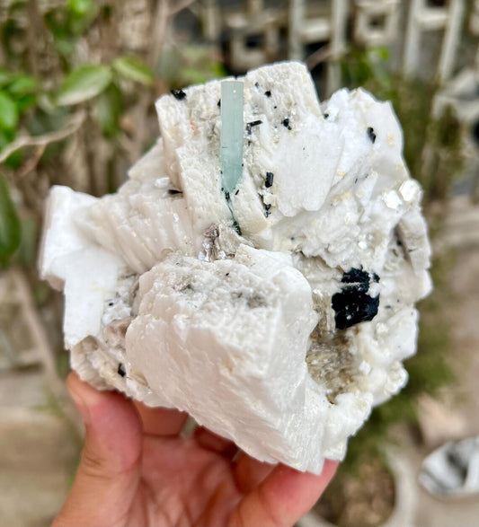 Aquamarine Combine Schorl Tourmaline on Feldspar from Shigar valley Pakistan - 820 gram