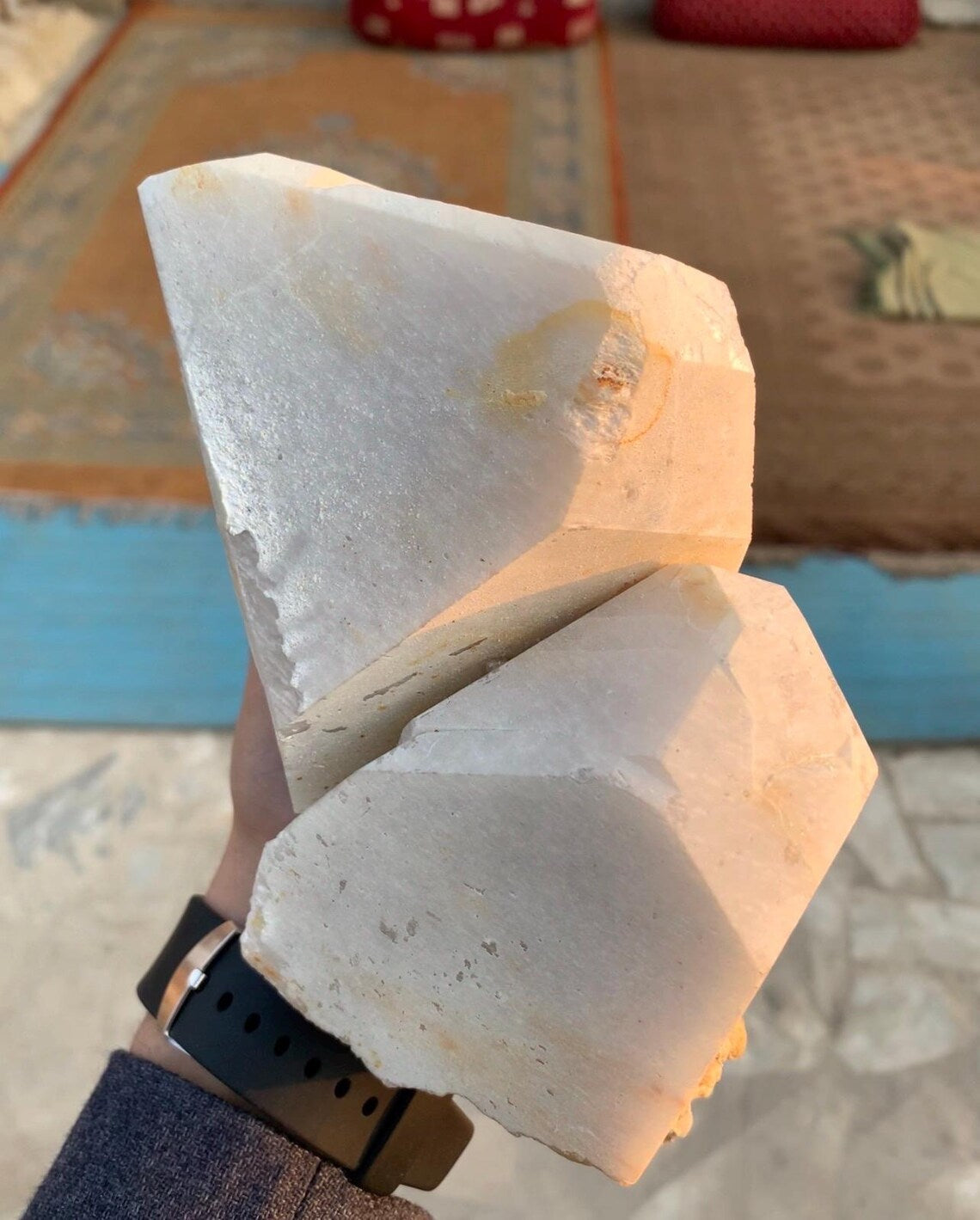 Huge Size Twinned Microcline Feldspar combine Fluorescent Apatite and Quartz Specimen from Pakistan - 2.3 kg