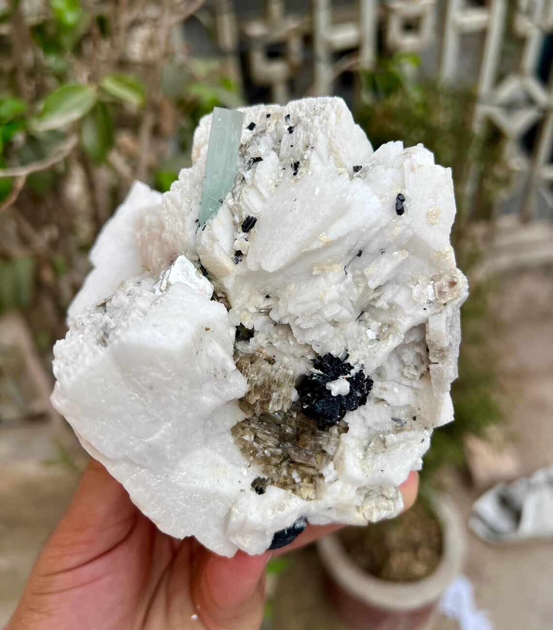 Aquamarine Combine Schorl Tourmaline on Feldspar from Shigar valley Pakistan - 820 gram