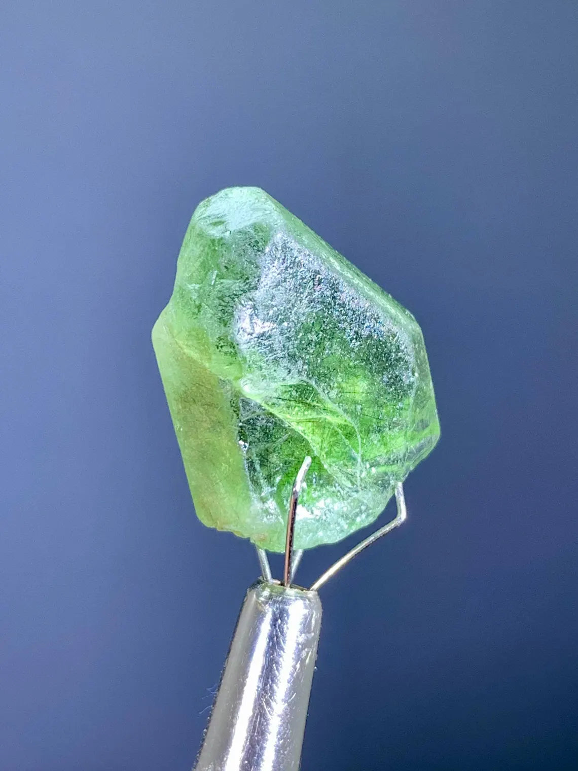 Rutile Inclusion Green Peridot Crystal from Kohistan Pakistan - 22.00 Carats