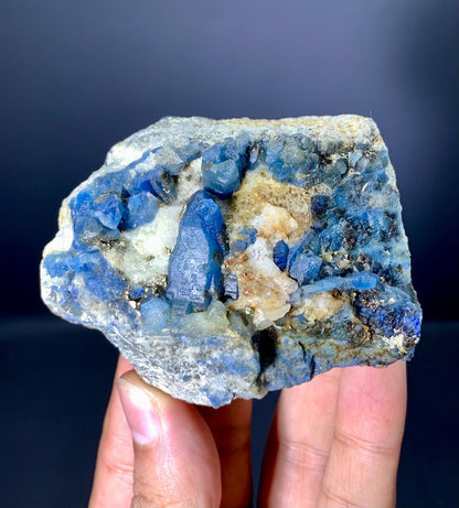 Fluorescent Blue Afghanite with Pyrite on Matrix from Afghanistan - 219 grams