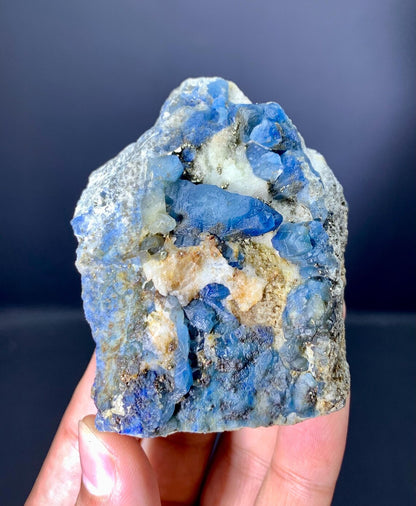 Fluorescent Blue Afghanite with Pyrite on Matrix from Afghanistan - 219 grams