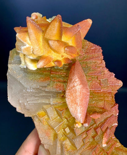 Step wise Fluorite with unique Rainbow Shades Combine Calcite from Pakistan - 500 grams