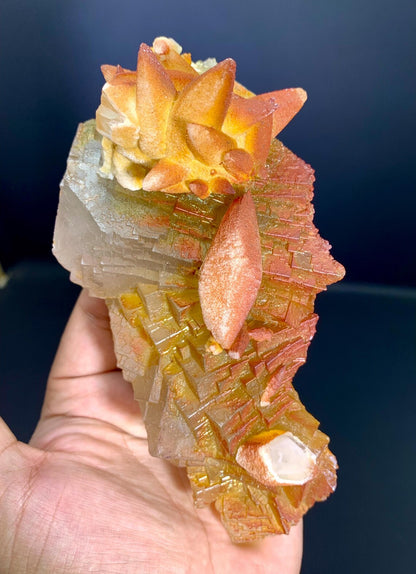 Step wise Fluorite with unique Rainbow Shades Combine Calcite from Pakistan - 500 grams