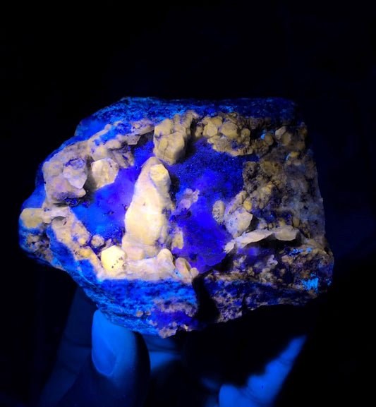 Fluorescent Blue Afghanite with Pyrite on Matrix from Afghanistan - 219 grams