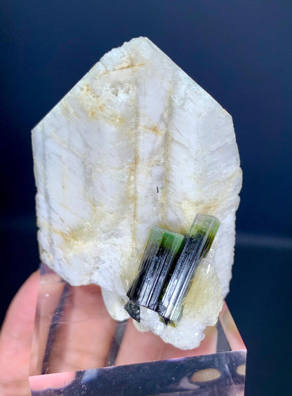 Tourmalines on Feldspar from Pakistan - 129 gram