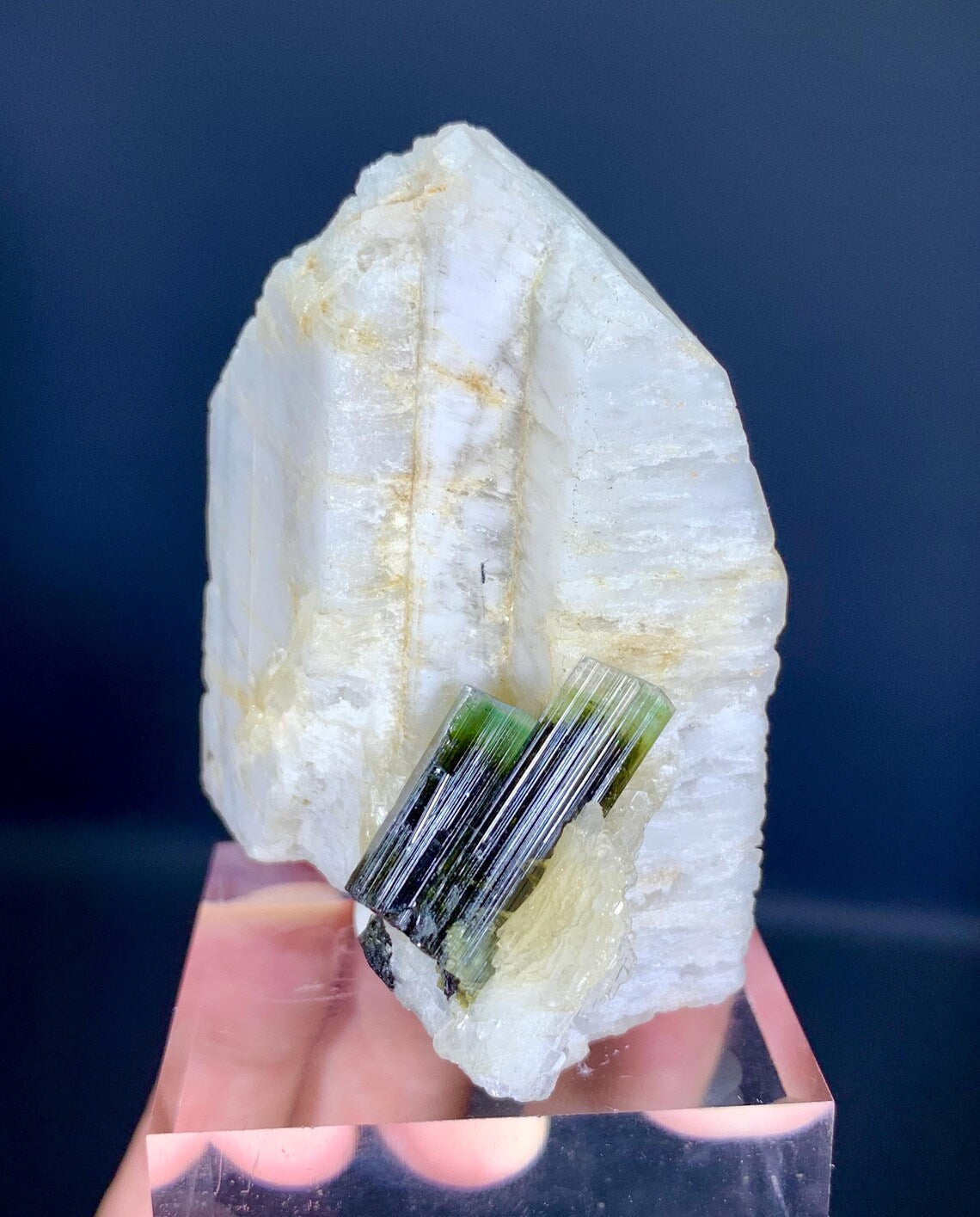 Tourmalines on Feldspar from Pakistan - 129 gram