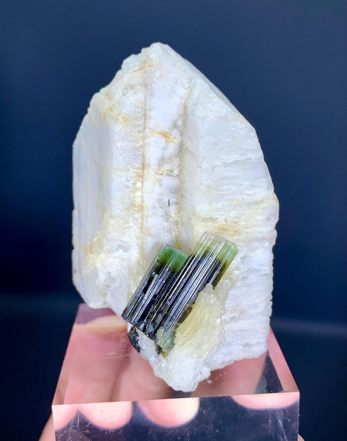 Tourmalines on Feldspar from Pakistan - 129 gram