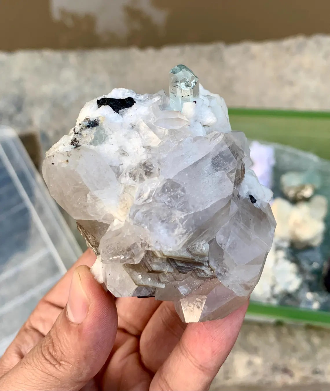 Aquamarine on on Quartz with Mica from Pakistan - 256 gram