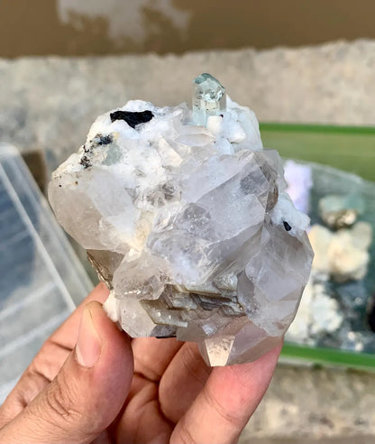 Aquamarine on on Quartz with Mica from Pakistan - 256 gram