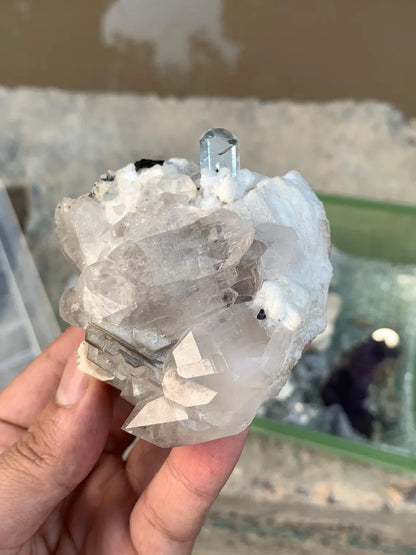 Aquamarine on on Quartz with Mica from Pakistan - 256 gram