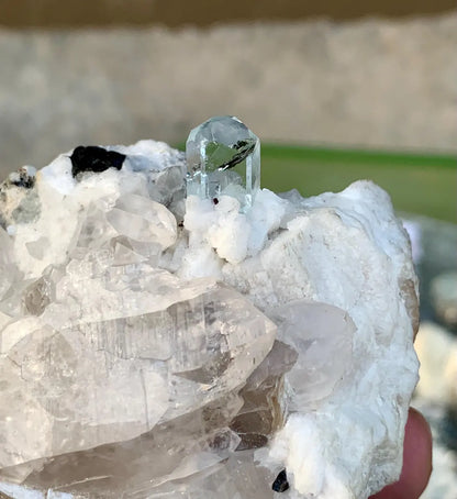 Aquamarine on on Quartz with Mica from Pakistan - 256 gram
