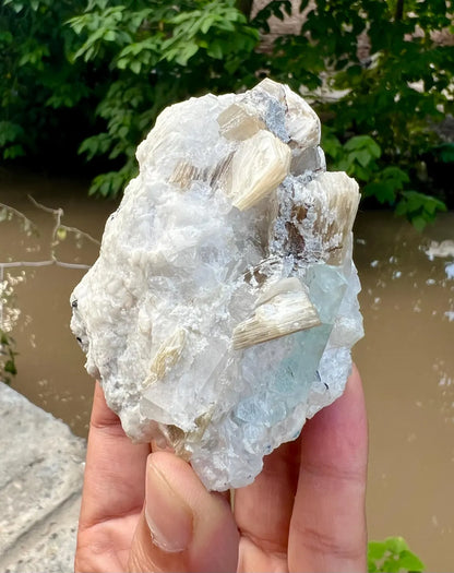 Aquamarine with Mica and Quartz Specimen from Pakistan - 298 gram