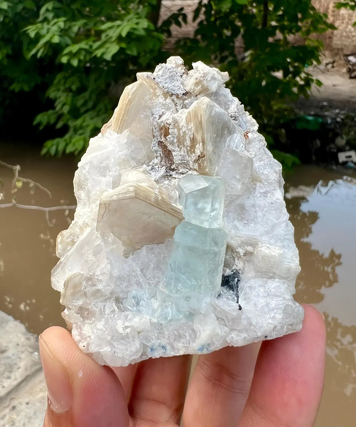 Aquamarine with Mica and Quartz Specimen from Pakistan - 298 gram