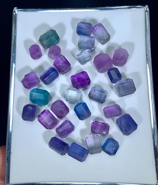 AAA Mix Color Fluorite Faceted Beads, Fluorite Tumble Beads for Jewelry Making - 13*11*09 mm, 09*08 mm