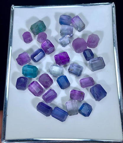 AAA Mix Color Fluorite Faceted Beads, Fluorite Tumble Beads for Jewelry Making - 13*11*09 mm, 09*08 mm
