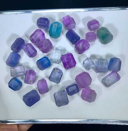 AAA Mix Color Fluorite Faceted Beads, Fluorite Tumble Beads for Jewelry Making - 13*11*09 mm, 09*08 mm