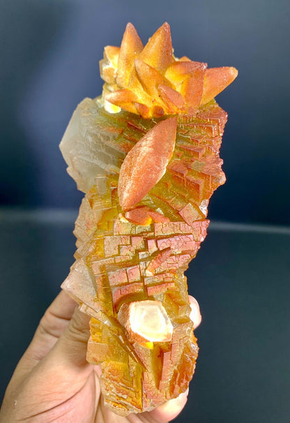 Step wise Fluorite with unique Rainbow Shades Combine Calcite from Pakistan - 500 grams