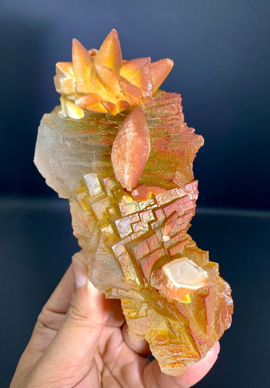 Step wise Fluorite with unique Rainbow Shades Combine Calcite from Pakistan - 500 grams