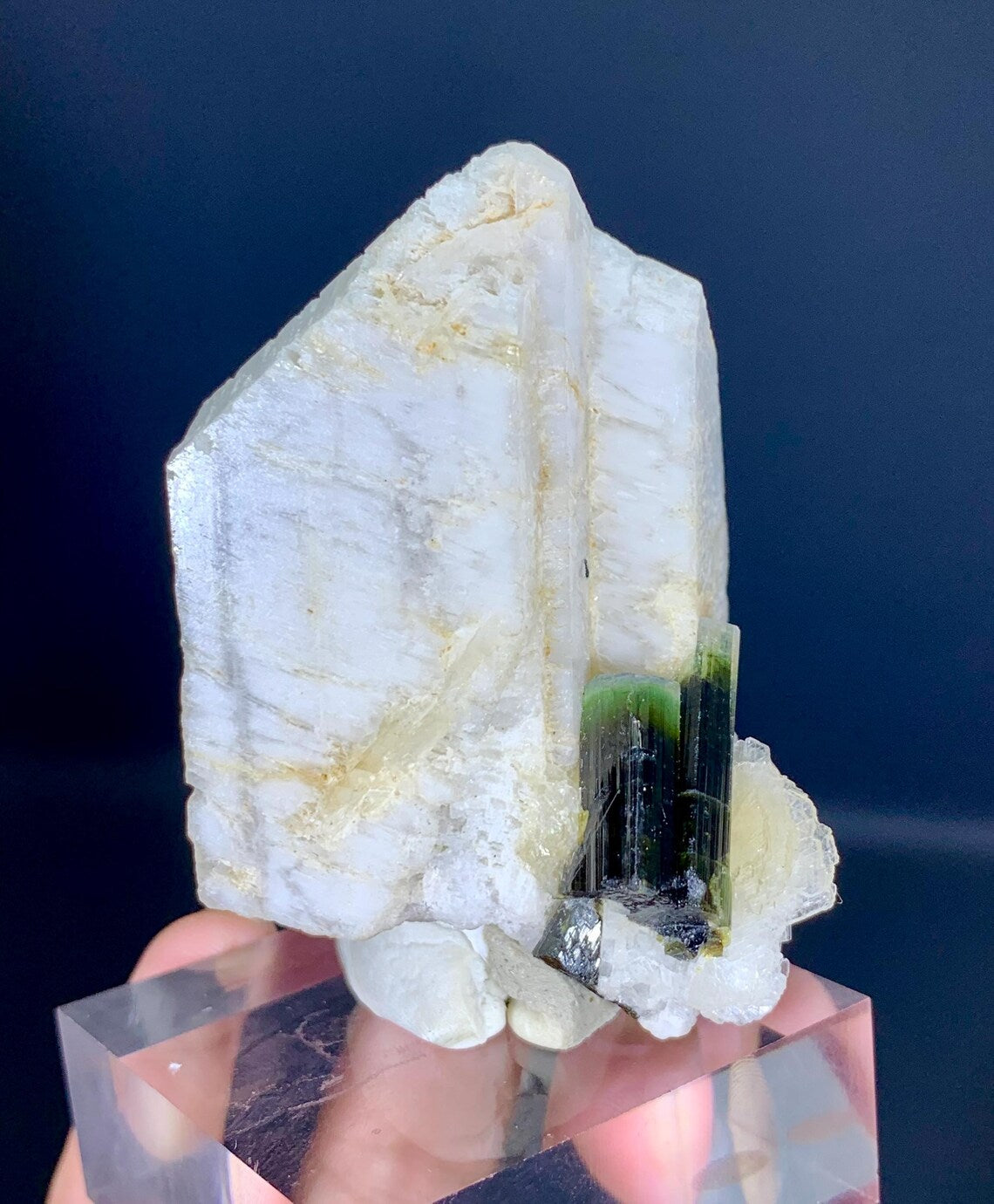 Tourmalines on Feldspar from Pakistan - 129 gram