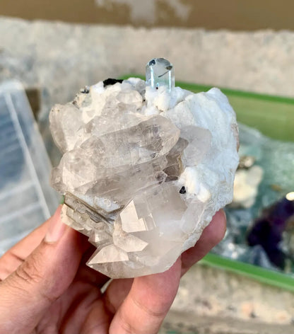 Aquamarine on on Quartz with Mica from Pakistan - 256 gram