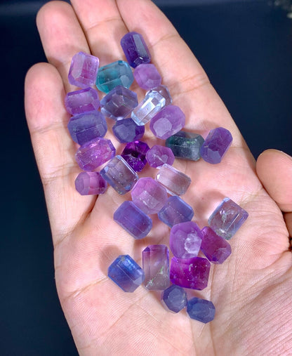AAA Mix Color Fluorite Faceted Beads, Fluorite Tumble Beads for Jewelry Making - 13*11*09 mm, 09*08 mm