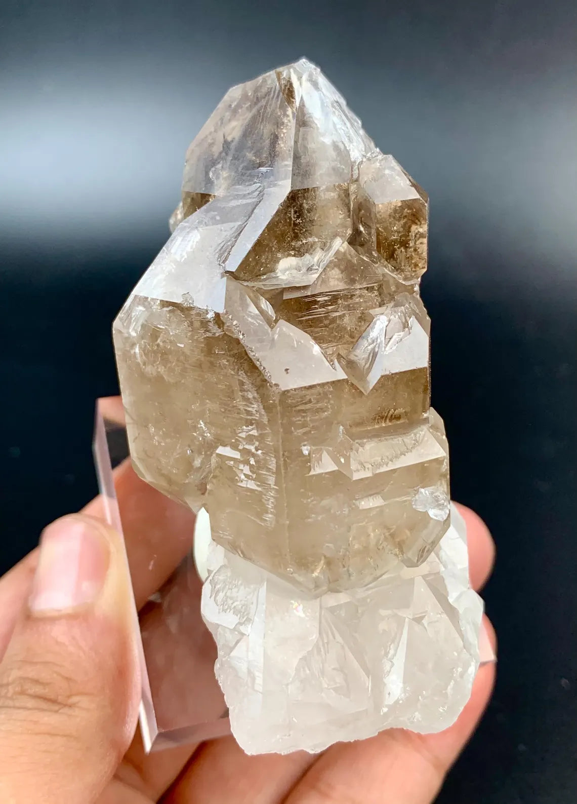 Elestial Smoky window Quartz Crystal from Afghanistan - 152 gram