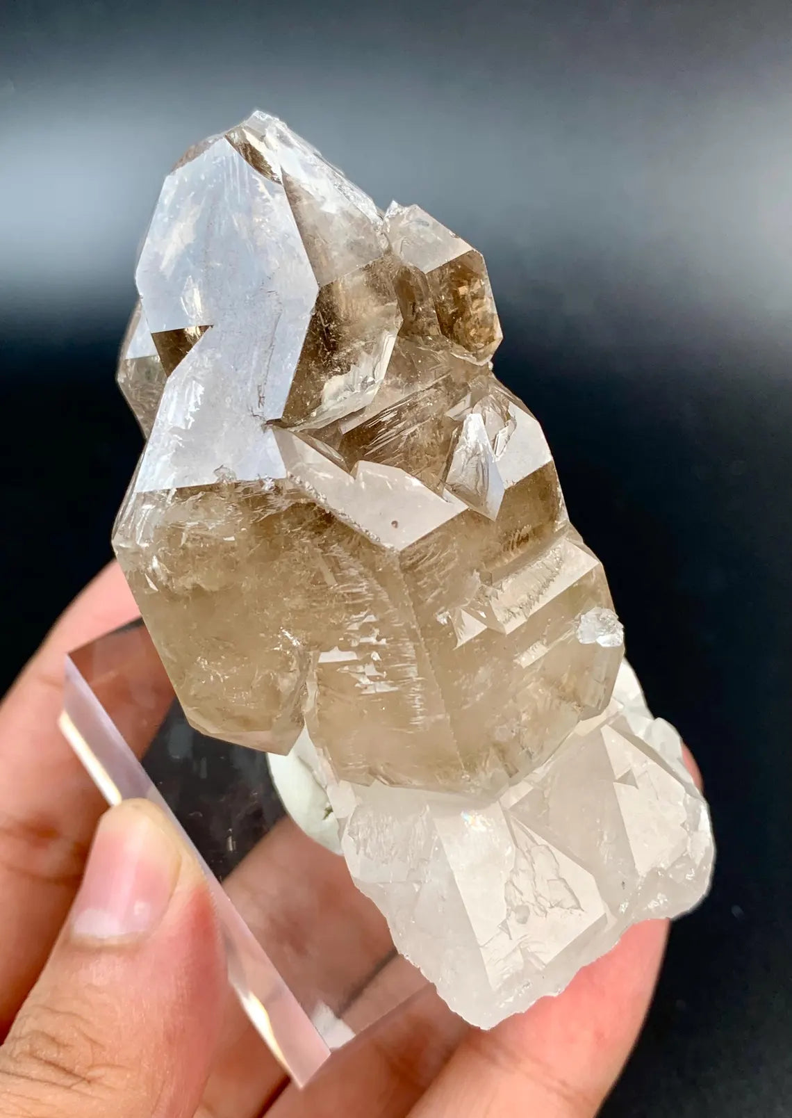 Elestial Smoky window Quartz Crystal from Afghanistan - 152 gram