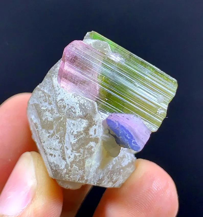 Bicolor Tourmaline Crystal on Quartz from Afghanistan - 23 Gram