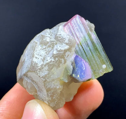 Bicolor Tourmaline Crystal on Quartz from Afghanistan - 23 Gram