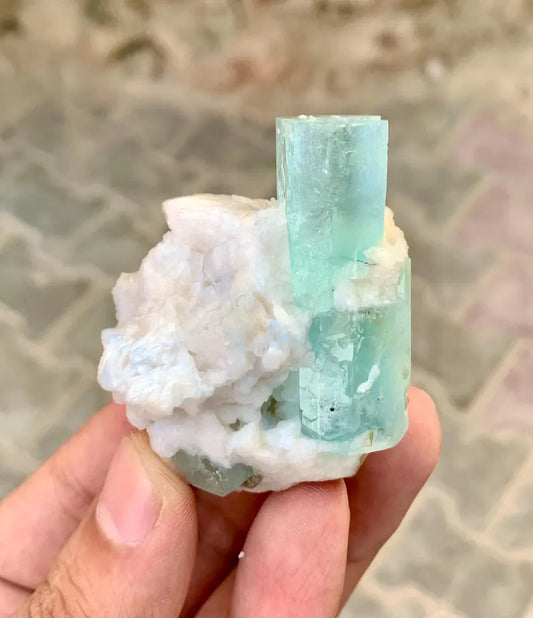 Sky Blue Aquamarine on Albite from Pakistan - 68 Gram