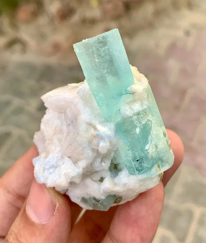 Sky Blue Aquamarine on Albite from Pakistan - 68 Gram