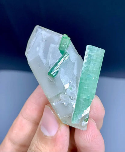 Green Tourmaline Crystals on Quartz from Afghanistan - 38 Gram