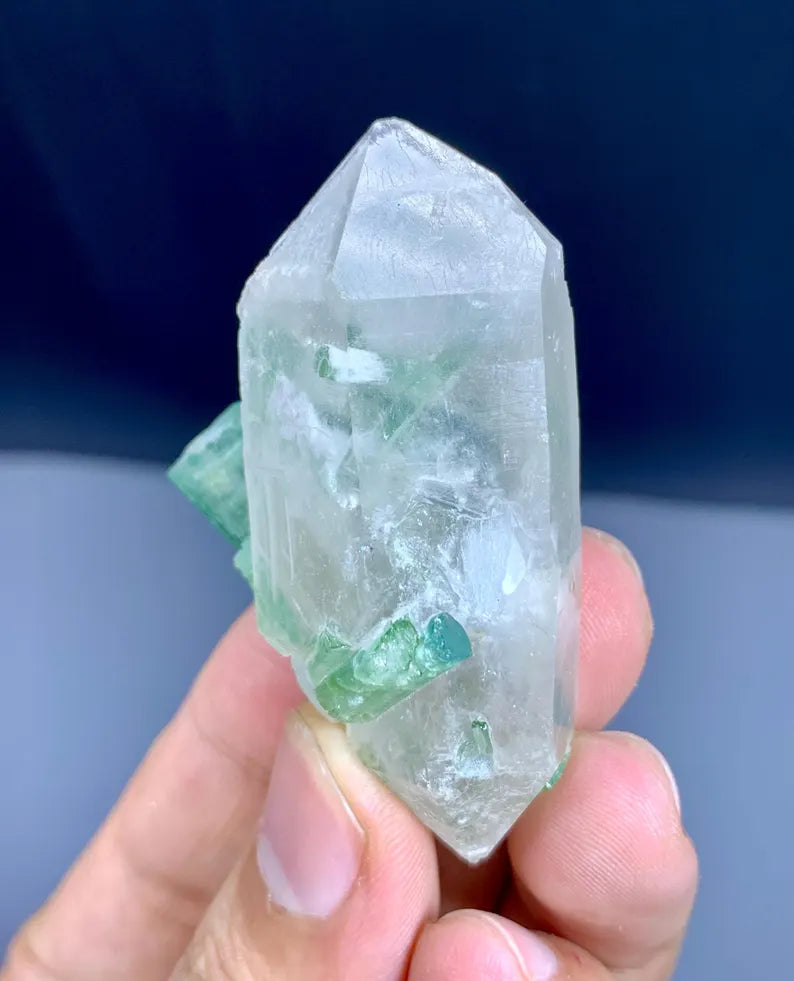 Green Tourmaline Crystals on Quartz from Afghanistan - 38 Gram