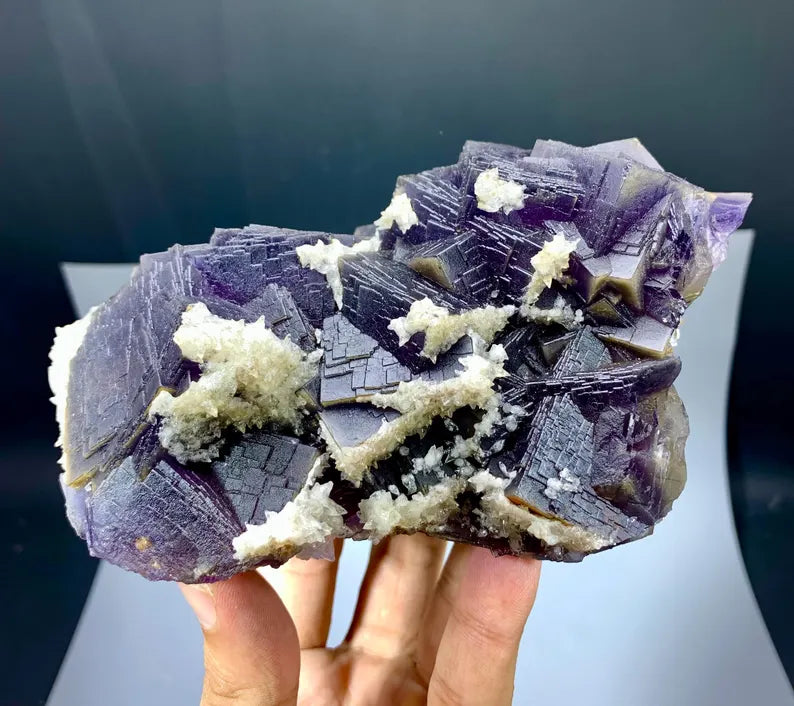 Purple Phantom Fluorite with Calcite from Pakistan - 1110 Grams
