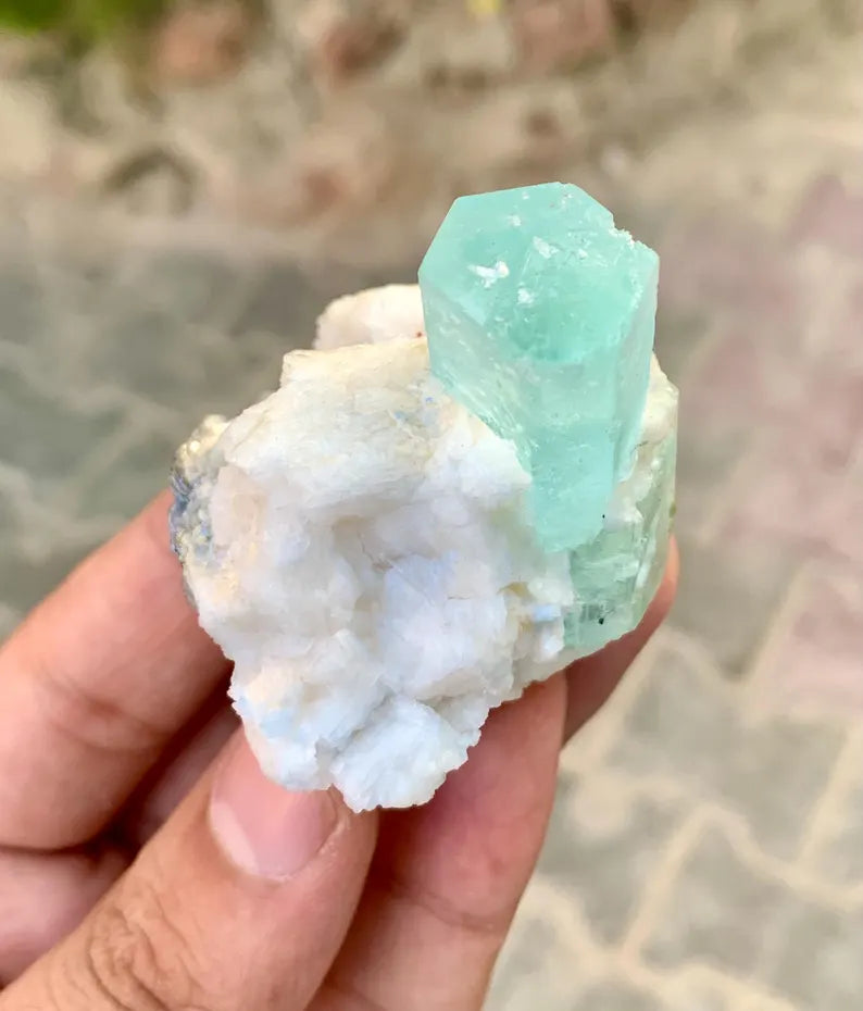 Sky Blue Aquamarine on Albite from Pakistan - 68 Gram