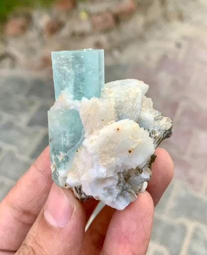 Sky Blue Aquamarine on Albite from Pakistan - 68 Gram