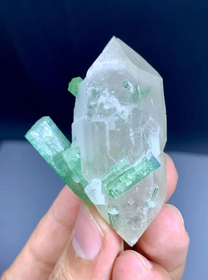 Green Tourmaline Crystals on Quartz from Afghanistan - 38 Gram