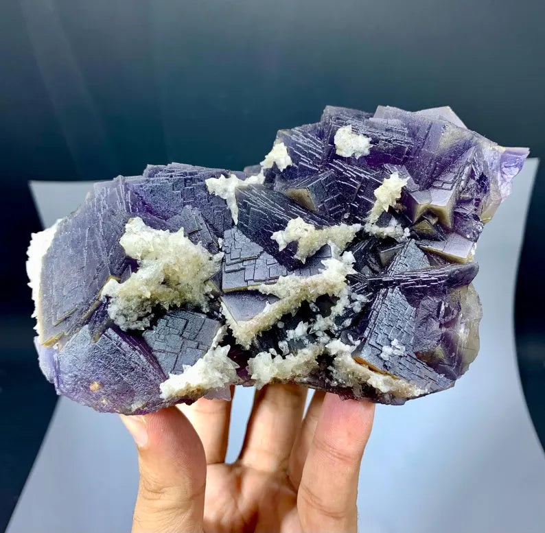 Purple Phantom Fluorite with Calcite from Pakistan - 1110 Grams