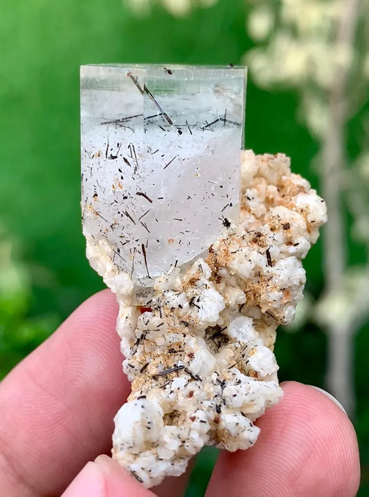 Bicolor Aquamorganite Crystal with Tourmalines and Feldspar from Pakistan - 20 Gram