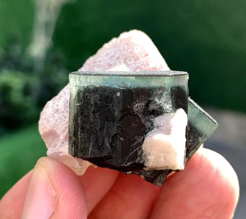 Green Cap Tourmaline with Apatite and Mica from Pakistan - 40 Gram