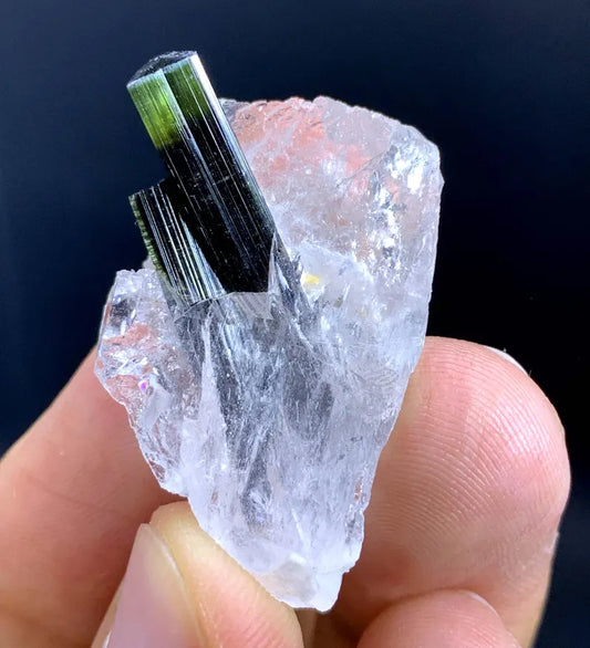 Green Cap Tourmaline Crystal on Quartz from Pakistan - 41.00 Carats