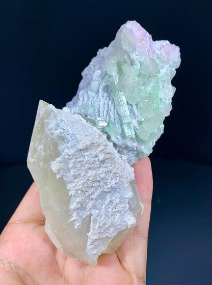 Bicolor Tourmaline Cluster on Quartz from Afghanitan - 350 Gram
