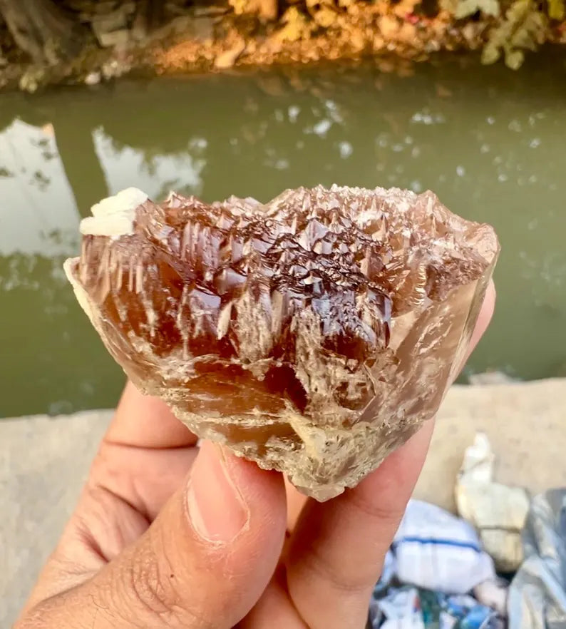 Etched Champagne Topaz Crystal from Pakistan - 108 Grams